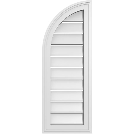 Ekena Millwork Quarter Round Top Left Surface Mount PVC Gable Vent w/ 2"W x 1-1/2"P Brickmould Frame, 12"W x 32"H GVPQL12X3202SF